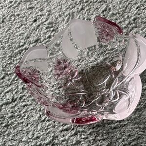 Studio Nova Pink-Trim Clear Floral Glass Serving Bowl